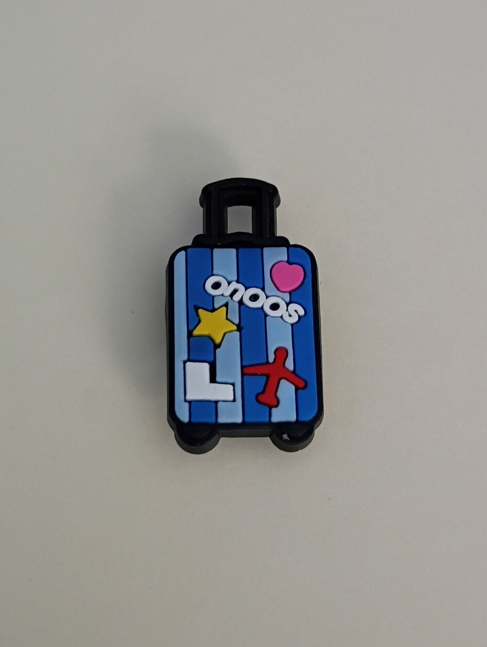 10 for $10 Jibbitz Croc Charm - Outdoor Blue Stripe Suitcase Travel Airplane Bag